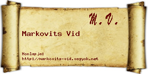 Markovits Vid névjegykártya